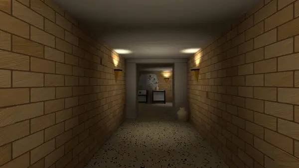 Кадр с взаимодействием персонажа и объекта в Dark Hill Museum of Death