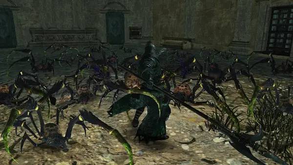 Кадр с взаимодействием персонажа и объекта в Dark Souls 2  Scholar of the First Sin
