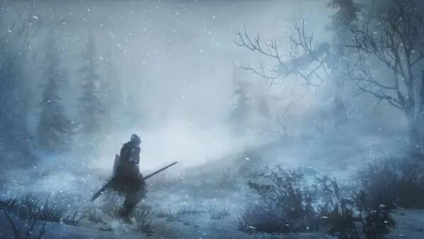 Кадр с взаимодействием персонажа и объекта в DARK SOULS 3 Ashes of Ariandel