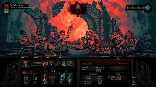 Кадр с взаимодействием персонажа и объекта в Darkest Dungeon  The Color Of Madness
