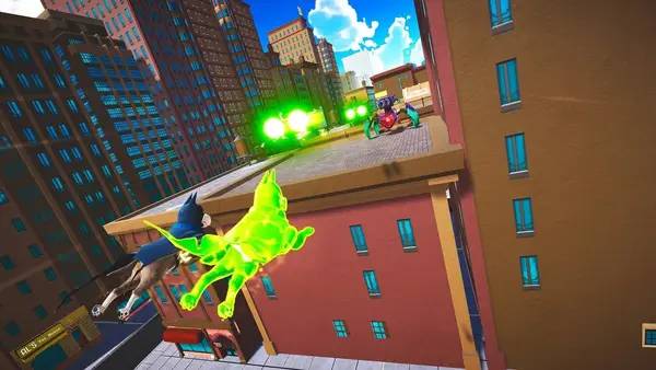 Кадр с взаимодействием персонажа и объекта в DC League of Super-Pets The Adventures of Krypto and Ace