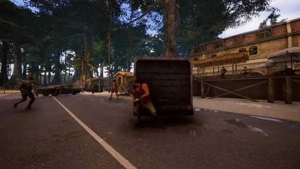 Кадр с взаимодействием персонажа и объекта в Deadly Tropics