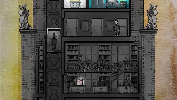 Кадр с взаимодействием персонажа и объекта в Death and Taxes