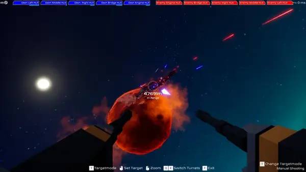 Кадр с взаимодействием персонажа и объекта в Deep Space Battle Simulator