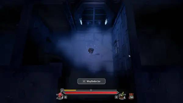 Кадр с взаимодействием персонажа и объекта в Deepest Dungeons