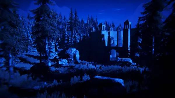 Кадр с взаимодействием персонажа и объекта в Descension