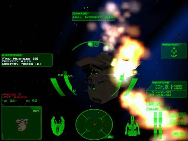 Кадр с взаимодействием персонажа и объекта в Descent Freespace