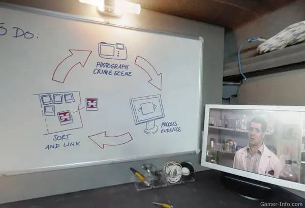 Кадр с взаимодействием персонажа и объекта в Детектив Бертон. Дело №1 Похищение