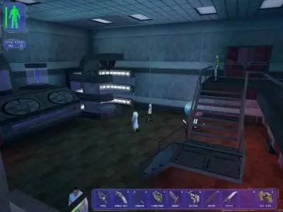 Кадр с взаимодействием персонажа и объекта в Deus Ex  Game of the Year Edition