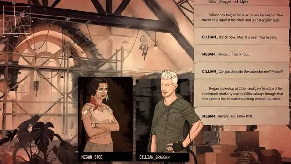 Кадр с взаимодействием персонажа и объекта в Dimday Red