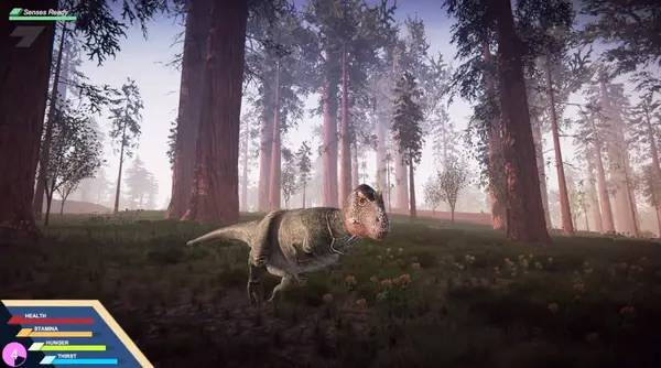 Кадр с взаимодействием персонажа и объекта в Dinosaurs Prehistoric Survivors