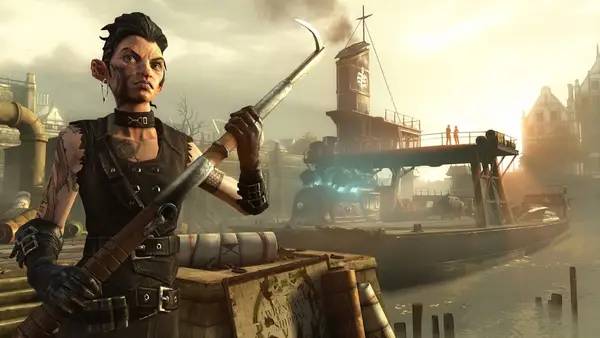 Кадр с взаимодействием персонажа и объекта в Dishonored The Brigmore Witches
