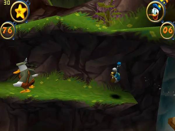 Кадр с взаимодействием персонажа и объекта в Disney's Donald Duck  Goin' Quackers