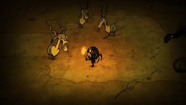 Кадр с взаимодействием персонажа и объекта в Don't Starve  Reign of Giants