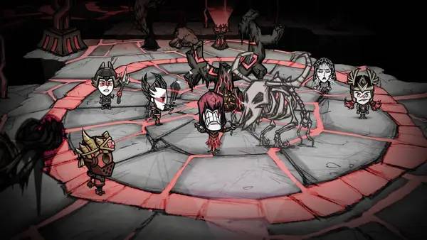 Кадр с взаимодействием персонажа и объекта в Don't Starve Together
