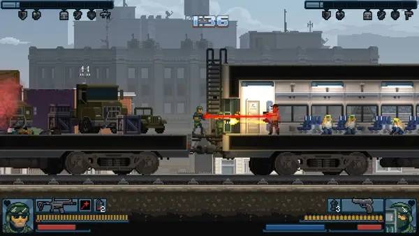 Кадр с взаимодействием персонажа и объекта в Door Kickers  Action Squad