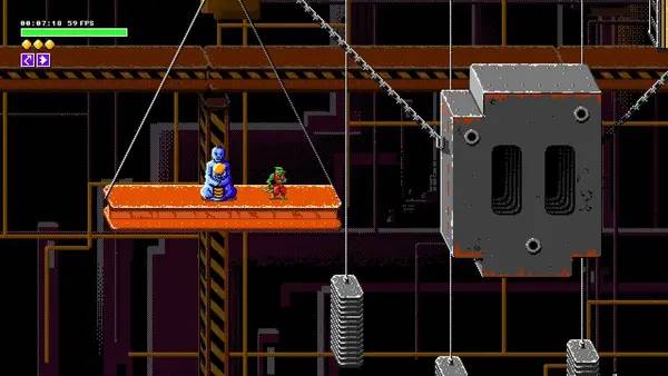 Кадр с взаимодействием персонажа и объекта в DRAGON NINJA BYOKA