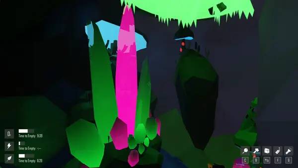 Кадр с взаимодействием персонажа и объекта в Drift Space Survival