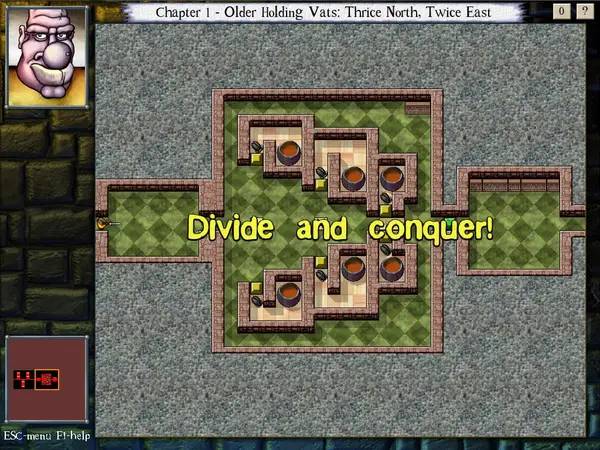 Кадр с взаимодействием персонажа и объекта в DROD The Second Sky