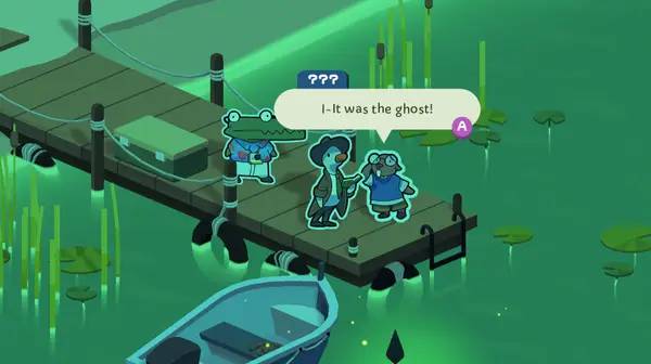 Кадр с взаимодействием персонажа и объекта в Duck Detective  The Ghost of Glamping