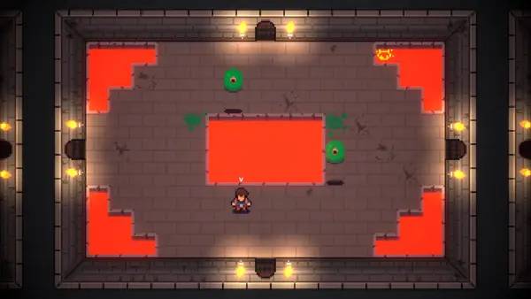 Кадр с взаимодействием персонажа и объекта в Dungeon Royale