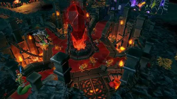 Кадр с взаимодействием персонажа и объекта в Dungeons 3