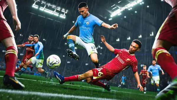 Кадр с взаимодействием персонажа и объекта в EA SPORTS FC 25   Лицензия