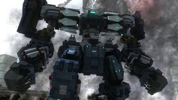 Кадр с взаимодействием персонажа и объекта в EARTH DEFENSE FORCE 4.1 The Shadow of New Despair