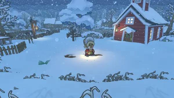 Кадр с взаимодействием персонажа и объекта в Echoes of the Plum Grove