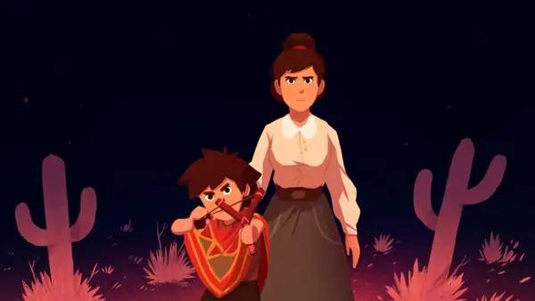 Кадр с взаимодействием персонажа и объекта в El Hijo - A Wild West Tale