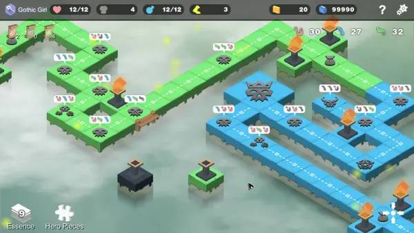 Кадр с взаимодействием персонажа и объекта в Elemental Abyss