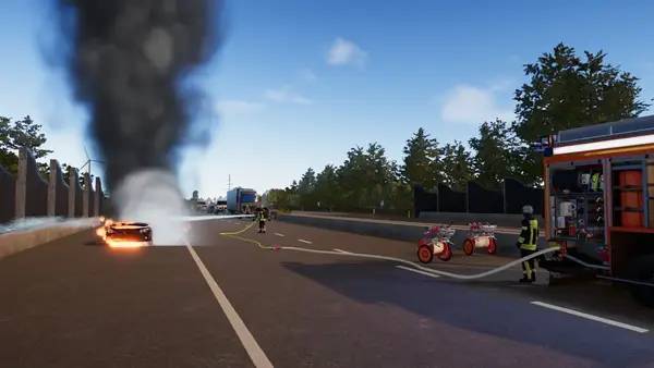 Кадр с взаимодействием персонажа и объекта в Emergency Call 112 – The Fire Fighting Simulation 2