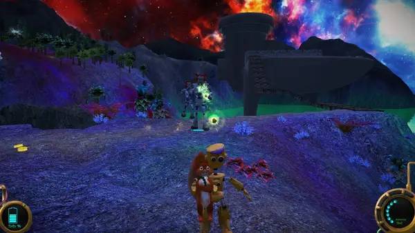 Кадр с взаимодействием персонажа и объекта в Escape From BioStation