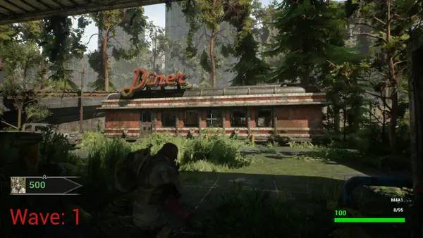 Кадр с взаимодействием персонажа и объекта в Escape Z