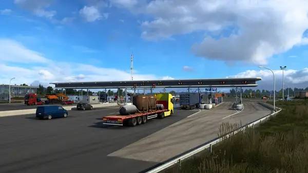 Кадр с взаимодействием персонажа и объекта в Euro Truck Simulator 2 - Vive la France !