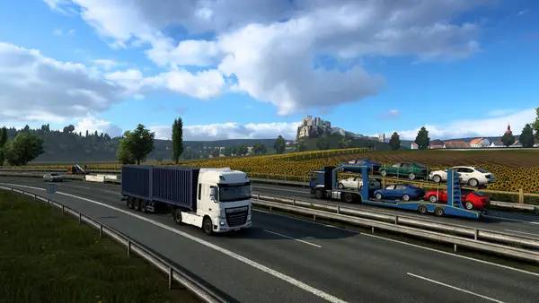 Кадр с взаимодействием персонажа и объекта в Euro Truck Simulator 2 Going East!
