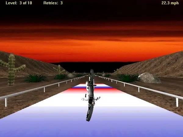 Кадр с взаимодействием персонажа и объекта в Evel Knievel Interactive Stunt Game