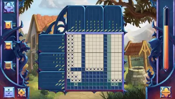 Кадр с взаимодействием персонажа и объекта в Fairytale Griddlers  Red Riding Hood Secret