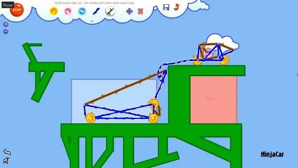 Кадр с взаимодействием персонажа и объекта в Fantastic Contraption Classic 1 and 2