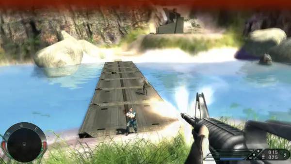 Кадр с взаимодействием персонажа и объекта в Far Cry Missile Attack