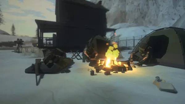 Кадр с взаимодействием персонажа и объекта в Fargone