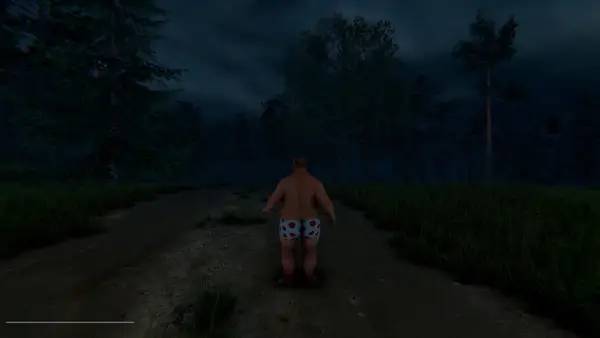 Кадр с взаимодействием персонажа и объекта в Fat Dude Simulator