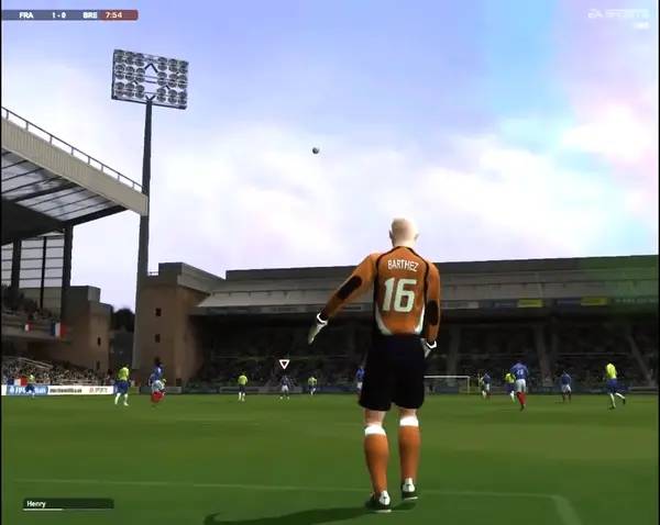 Кадр с взаимодействием персонажа и объекта в FIFA Football 2004