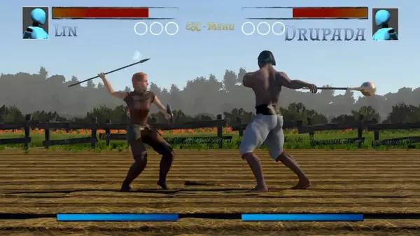 Кадр с взаимодействием персонажа и объекта в Fighters' Glory