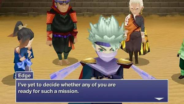 Кадр с взаимодействием персонажа и объекта в FINAL FANTASY 4  THE AFTER YEARS