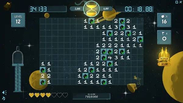 Кадр с взаимодействием персонажа и объекта в Fine Sweeper