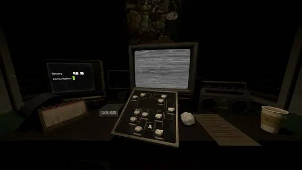Кадр с взаимодействием персонажа и объекта в Five Nights  No Escape (VR Co-op)