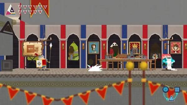 Кадр с взаимодействием персонажа и объекта в Flat Kingdom Paper's Cut Edition