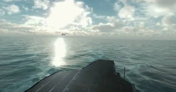 Кадр с взаимодействием персонажа и объекта в Flying Aces - Navy Pilot Simulator