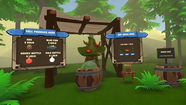 Кадр с взаимодействием персонажа и объекта в Forest Farm